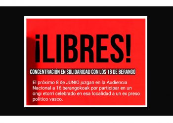 MADRID, 8 de junio: Concentración frente a la Audiencia Nacional en solidaridad con los 16 de Berango