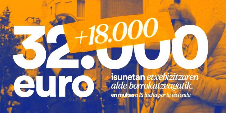 Multan con otros 18.000 euros al Sindicato Socialista de Vivienda de Euskal Herria; 50.000 en menos de un año