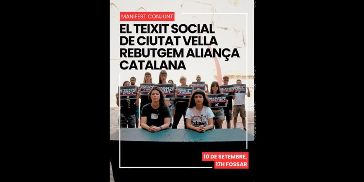 10 de septiembre, Ciutat Vella: Convocatoria de varios colectivos contra la presencia de Aliança Catalana