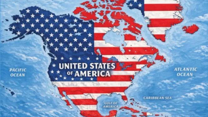 Trump publica su nuevo mapa de EE.UU incluyendo a las islas del Caribe, Islandia, Groenlandia, Mexico…
