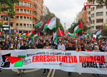Nutrida manifestación en Bilbo en apoyo a la resistencia palestina y por la destrucción del Estado de Israel