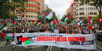 Nutrida manifestación en Bilbo en apoyo a la resistencia palestina y por la destrucción del Estado de Israel