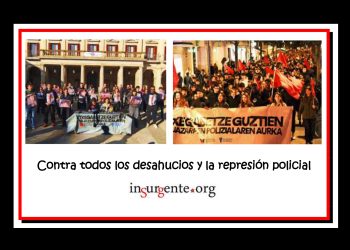 Rueda de prensa y masiva manifestación en Gasteiz para denunciar todos los desahucios y la represión policial