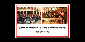 Rueda de prensa y masiva manifestación en Gasteiz para denunciar todos los desahucios y la represión policial