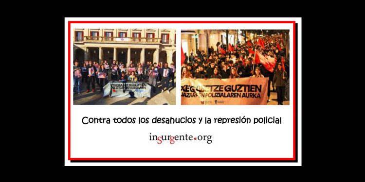 Rueda de prensa y masiva manifestación en Gasteiz para denunciar todos los desahucios y la represión policial